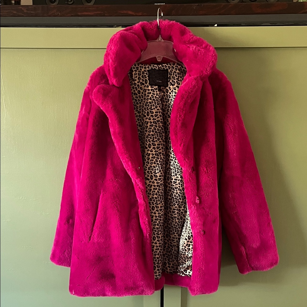 Steve Madden Hot Pink Faux Fur Coat